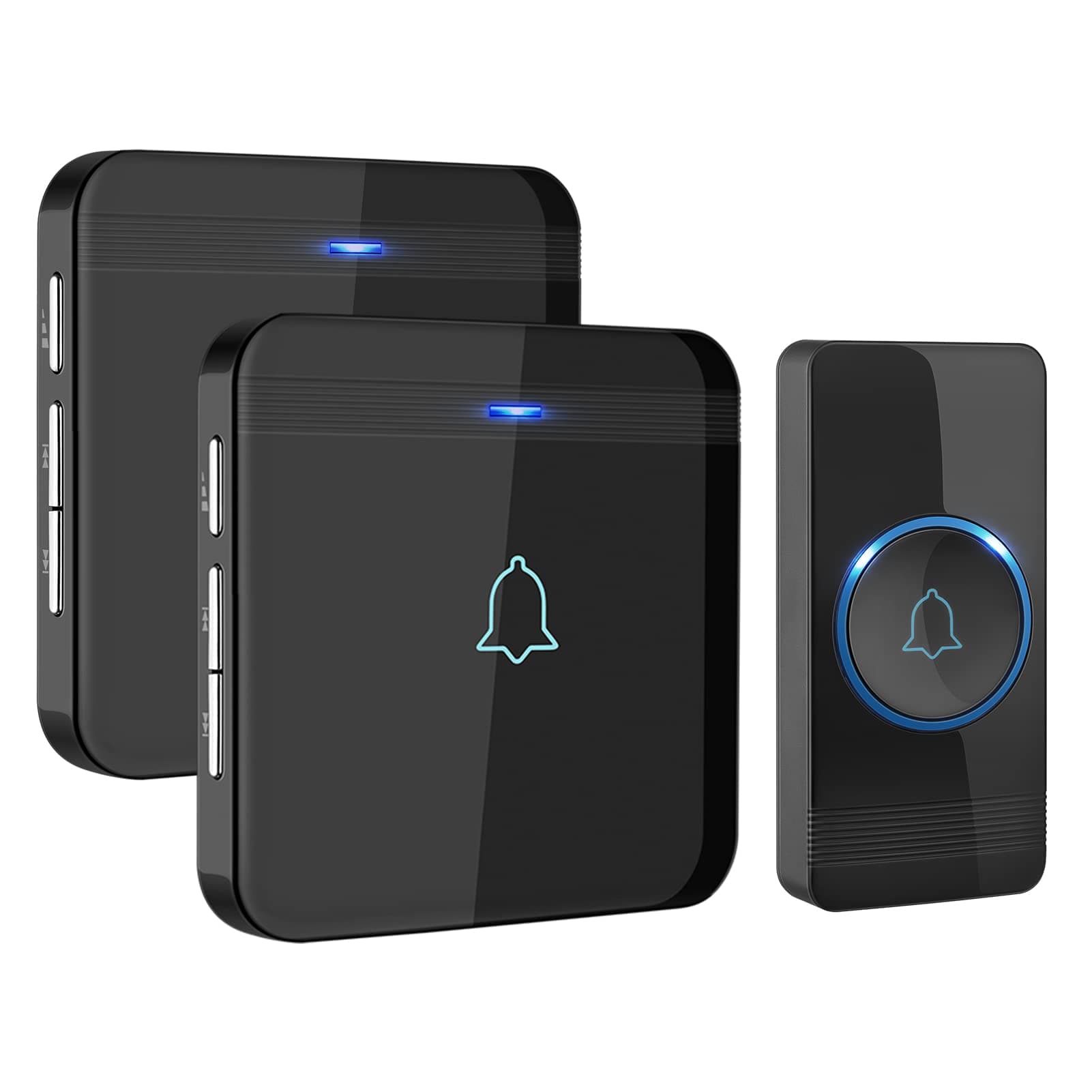 AVANTEK Wireless Doorbell, D-3B Waterproof Door Chime Kit Operating at Over 1300 Feet with 2 Plug-in Receivers, 52 Melodies, CD Quality Sound and LED Flash