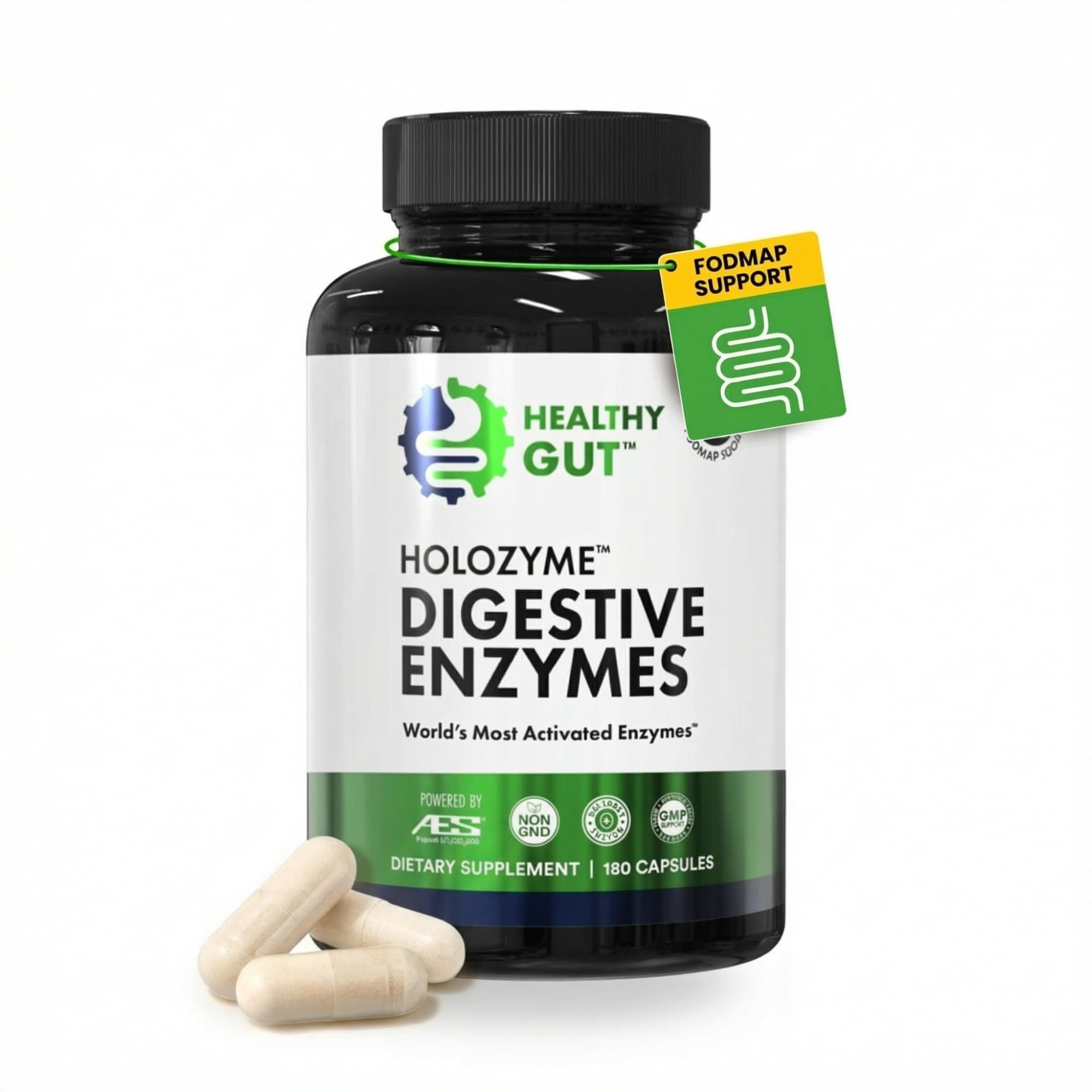 - Healthy Gut HoloZyme Max Strength Digestive Enzymes | FODMAP-Friendly Formula Prevents Bloating, Gas, & Indigestion w/Protease, Amylase, Lipase, Lactase, and More | 90 Servings