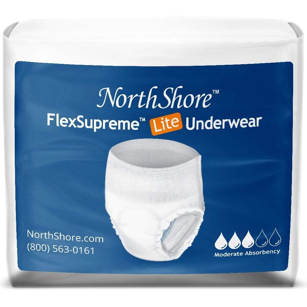 NorthShore FlexSupreme Lite Pull-On Underwear for Men and Women, Medium, Pack/18