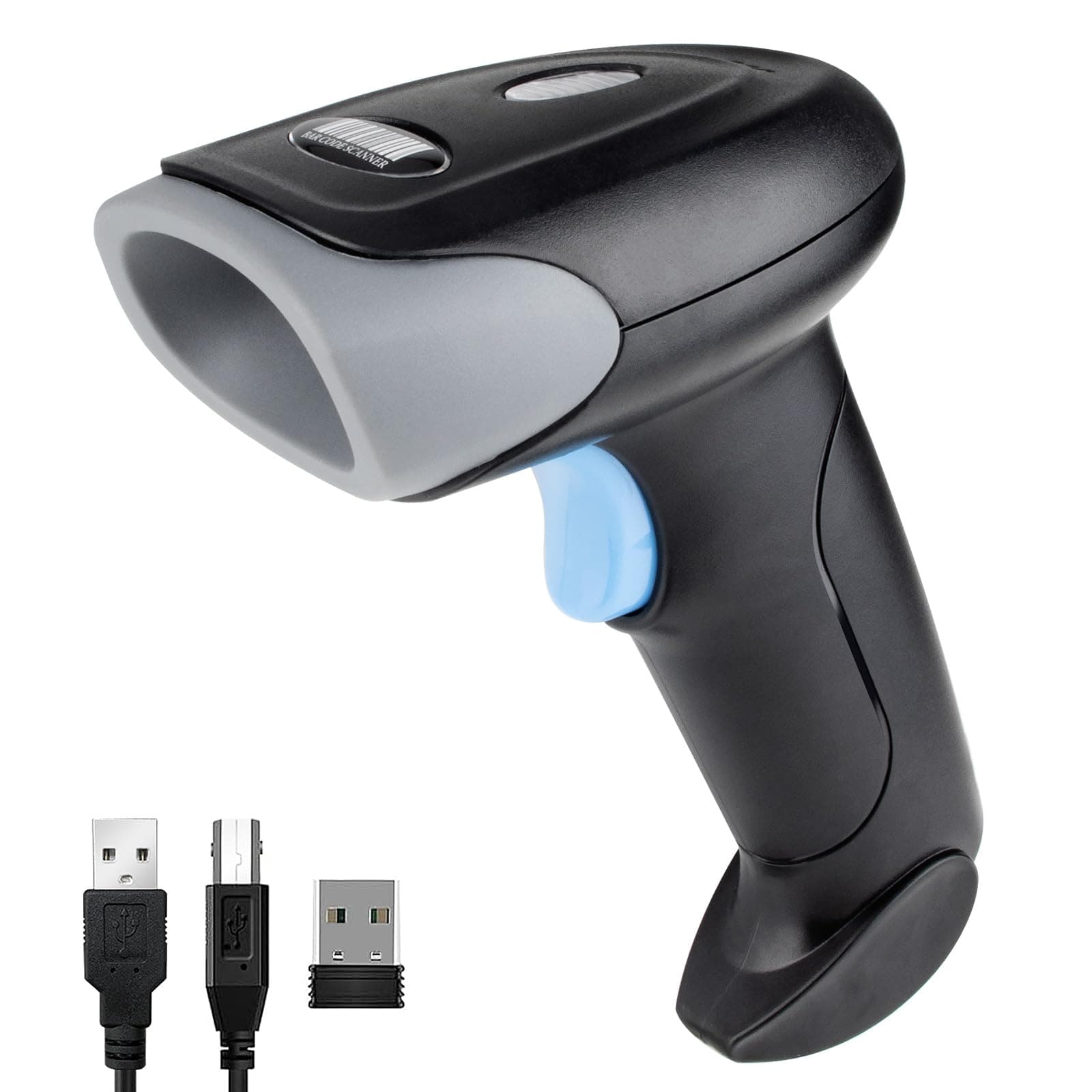 Wireless Barcode Scanner USB Handheld Laser Bluetooth Barcode Scanner 1D 2D QR Screen Scanning Bar Code Reader Works with PC, iPad, Smartphone, Laptop-U26
