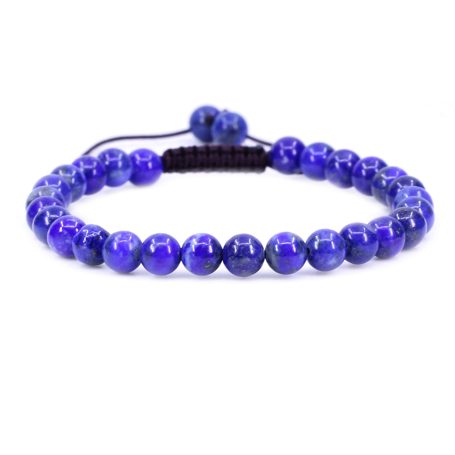 Gem Semi Precious Gemstone 6mm Round Beads Adjustable Bracelet 7" Unisex