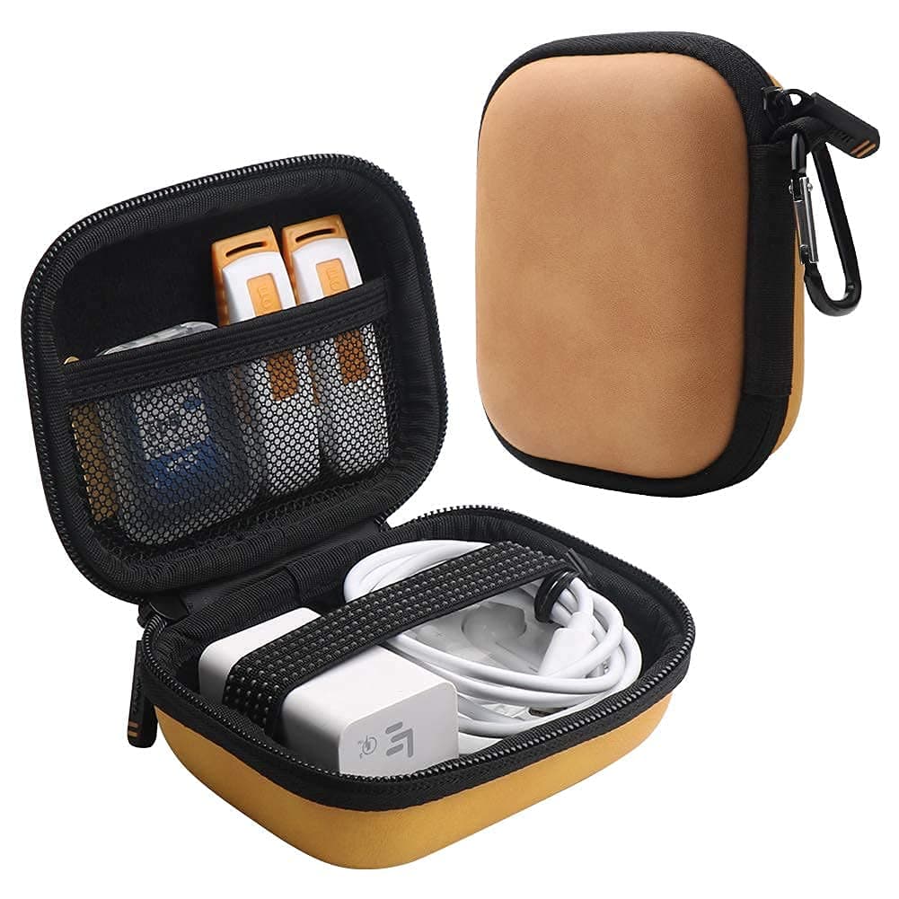 Iksnail Earbuds Carrying Case, Small Zipper Case for Bluetooth Earphone, Portable Storage Earbud Pouch Bag for Headsets/USB Cables (Orange)