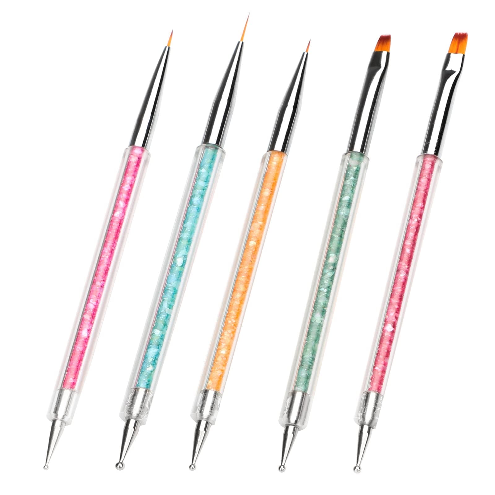 5pcs Nail Art Brushes,Nail Dotting Tools,Double Ended Nail Art Pens Kit Gel Nails,Nail Polish Pens Paint Manicure Beauty Nail Art Tools Nail Accessories