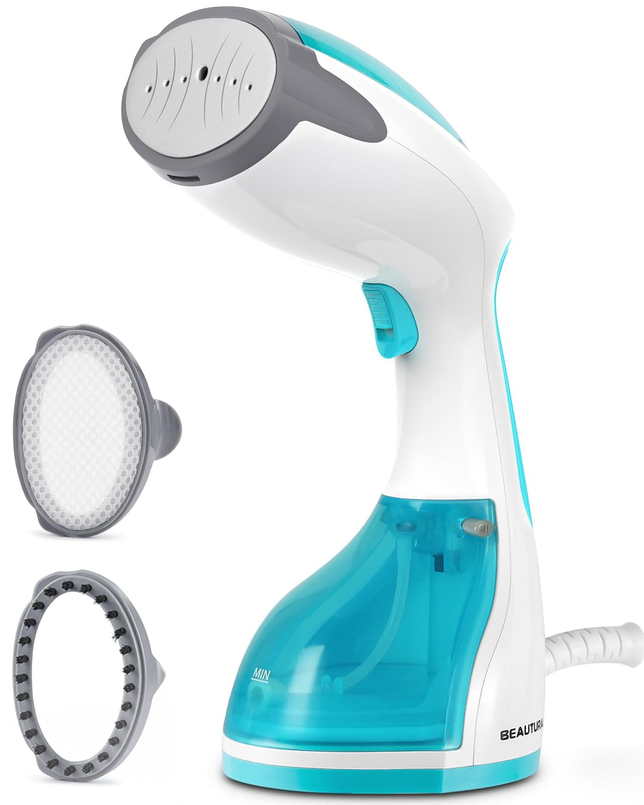 BEAUTURAL Steamer for Clothes, Portable Handheld Garment Fabric Wrinkles Remover, 30-Second Fast Heat-up, Auto-Off, Large Detachable Water Tank