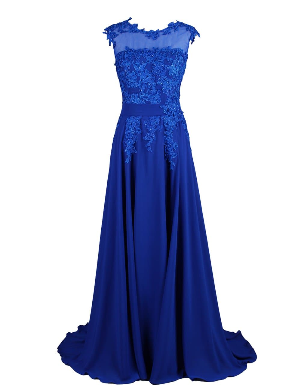 DRESSTELLS Long Bridesmaid Dress Applique Prom Dress Evening Party Gowns Royal Blue Size 8