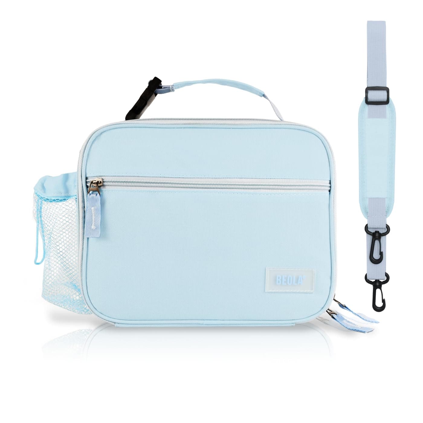 BEOLA Lunch Bag Insulated Lunch Box Carrier, Reusable School supplies Bag for Kids, Adults, Girls, Boys, Women, Men, One Compartment, Leakproof Bento Bag (Ice Blue)