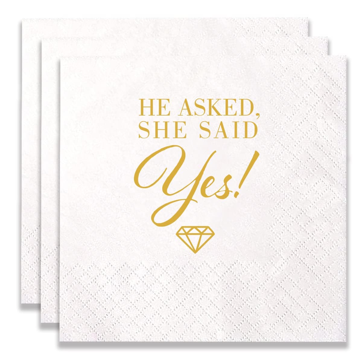 100 Count of "He Asked…She Said Yes" Paper Napkins for Engagement Party Bridal Shower Wedding Decoration
