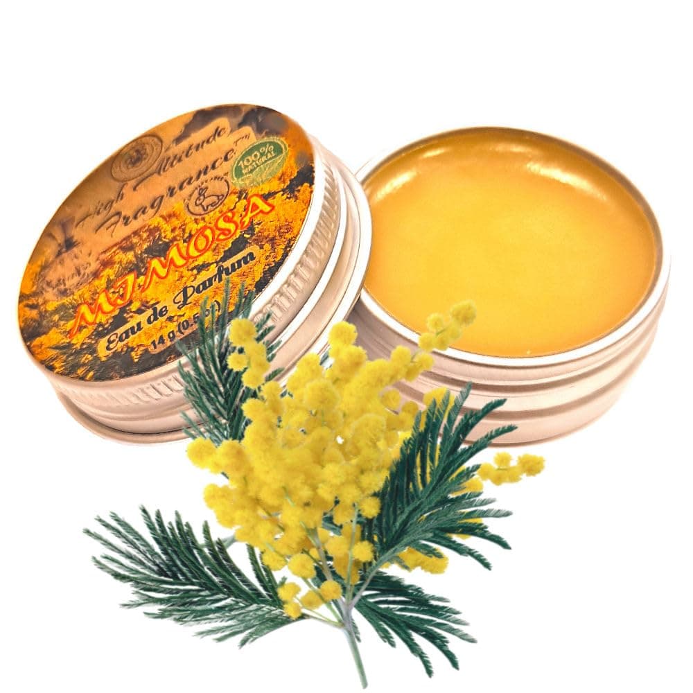 MIMOSA Perfume - Eau de Parfum - Solid Balm - Natural Essential Oils Aromatherapy Fragrance (Mimosa, Sweet Cassie, Neroli, Ylang, Narcissus, Tuberose) Travel Size, Seminar, Party Favors Gifts - 0.5oz