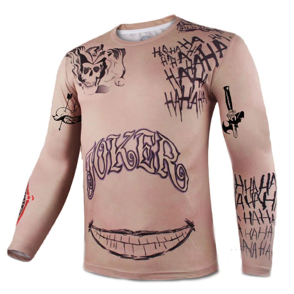 New Suicide Squad Joker Tattoo Long Sleeve Cosplay Shirt (Skin XL)