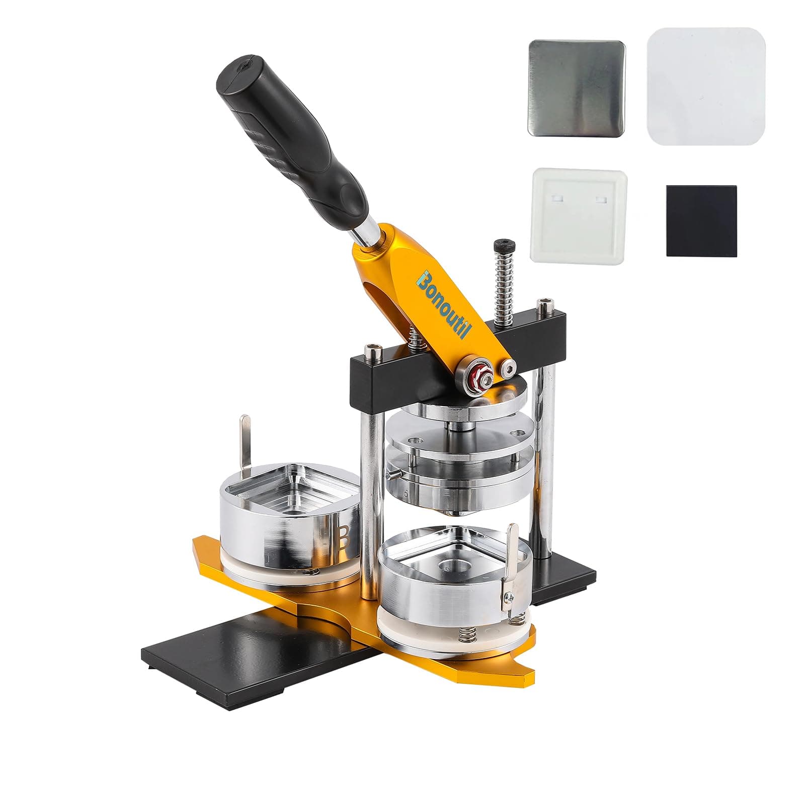 Button Maker Machine 50 mm Square Photo Magnet Maker Machine Heavy Duty Metal Fridge Photo Magnet Machine Press 100 pcs Set DIY Home Beginners