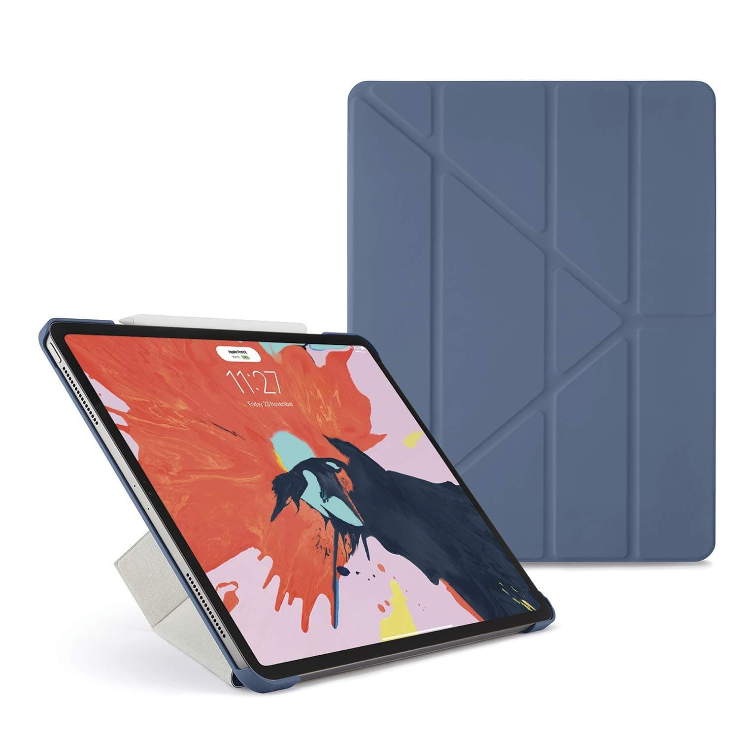 Pipetto Origami iPad Case Pro 12.9" (2018) with 5 in 1 stand & auto sleep / wake function Navy