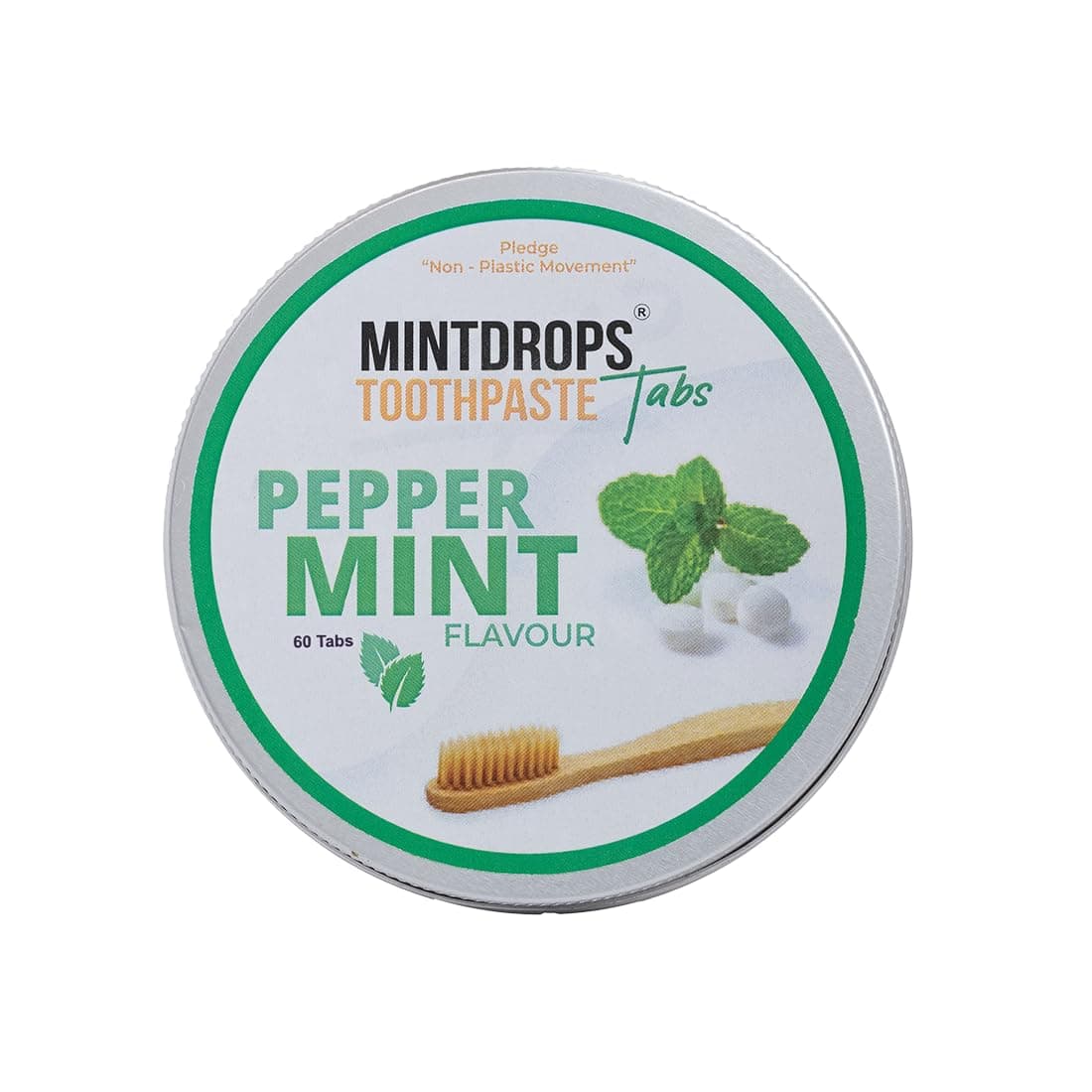 Mintdrops-Premium Toothpaste Tablets| Plastic-Free| Travel-Friendly| Boosts Teeth Strength| Long-Freshness| Reduces Bad Breath| Reduces Bleeding Gums & Toothache (PepperMint- 60Tabs)