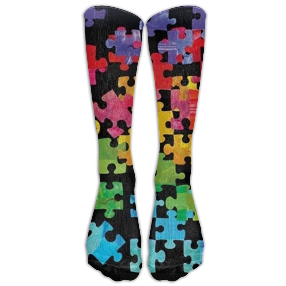 GOUK New Autism Awareness Knee High Graduated Compression Socks for Women and Men Travel & Flight Socks Running & Fitness