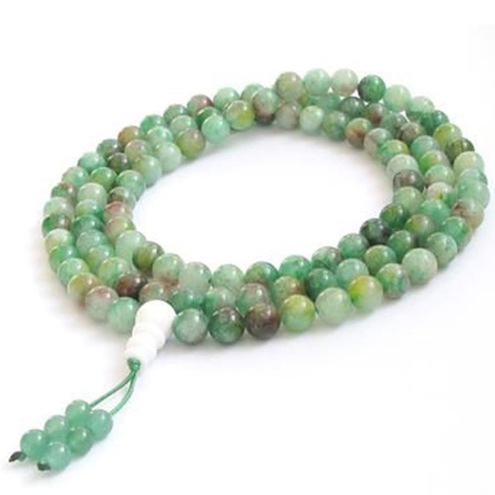 108 Red and green jade prayer beads No stretch rope