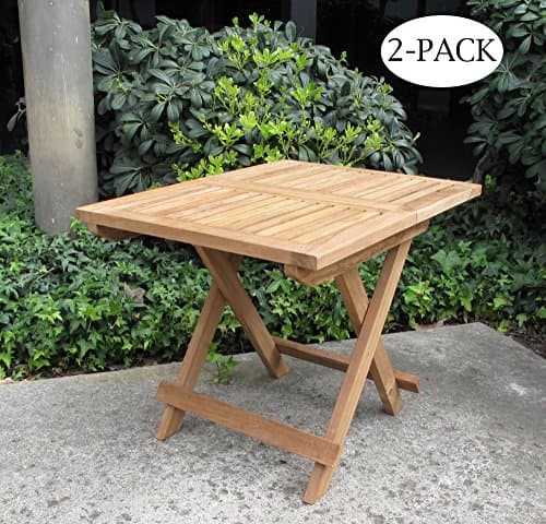 Folding Teak End Side Table 2-Pack