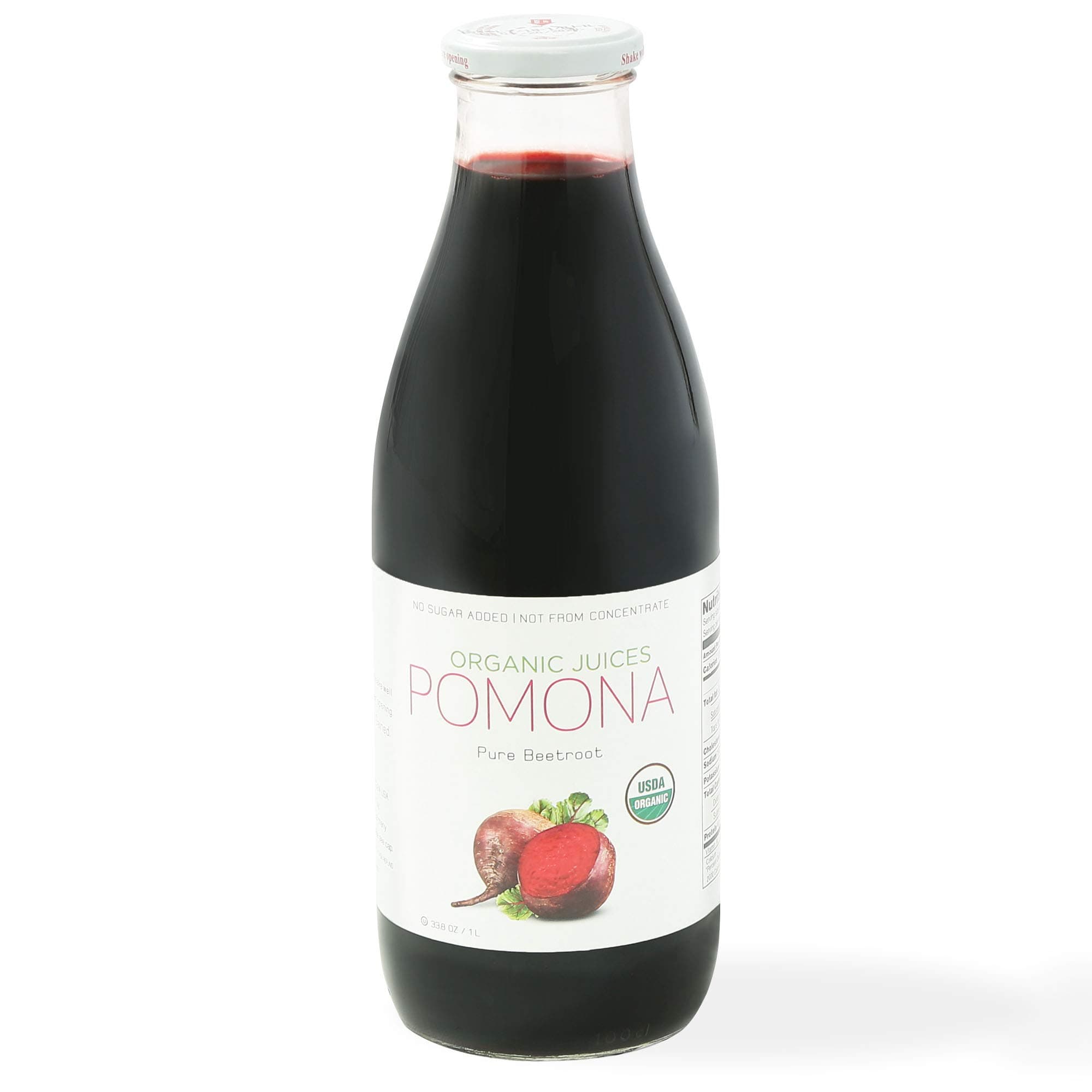 POMONA Organic Pure Beet Juice, 1 Liter Bottle (Pack of 4), Cold Pressed Organic Juice, Non-GMO, No Sugar Added, Not from Concentrate, Gluten Free, Kosher Certified, Preservative Free