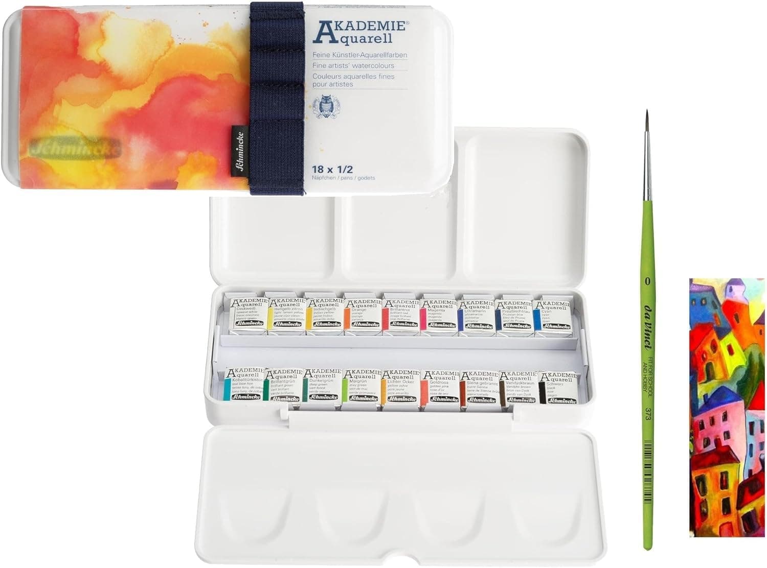 Schmincke Akademie Watercolour Paint Set of 18 Half Pans
