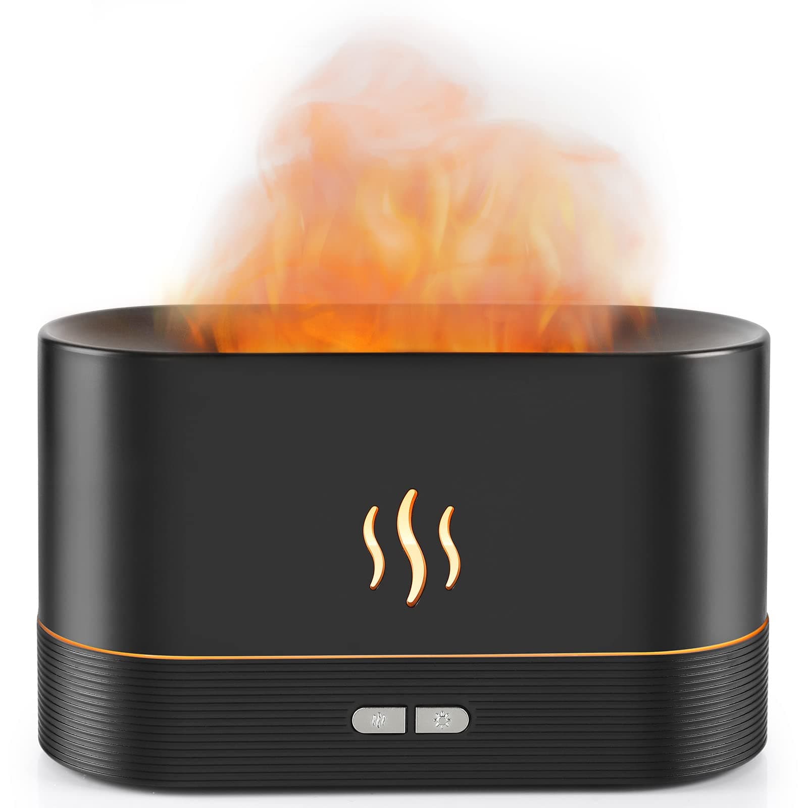 Flame Diffuser Humidifier-Auto Off 180ml Essential Oil Diffuser-2 Modes Brightness Aroma Humidifier with Fire Flame Effect for Home,Office,Spa,Gym(Black)
