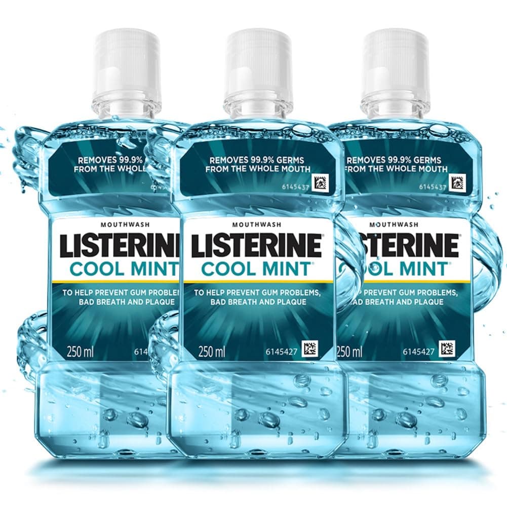 Cool Mint Mouthwash Liquid, Removes 99.9% Germs, 250ml Combo Pack of 3 (Buy 2 Get 1 Free)