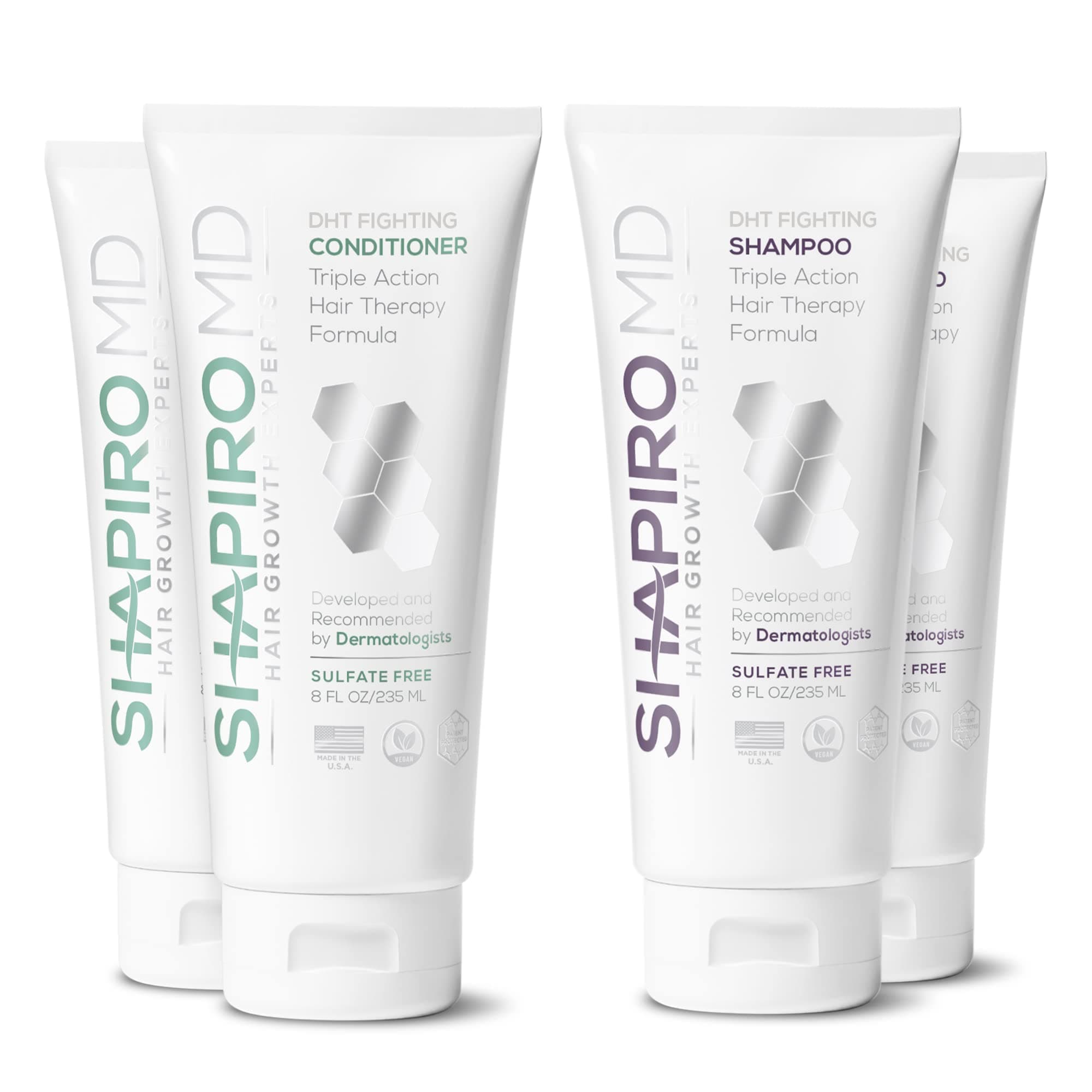 - Shapiro MD Hair Growth Experts Hair Loss Shampoo and Conditioner, DHT Fighting Vegan Formula for Thinning Hair Developed by Dermatologists, Experience Healthier & Thicker Hair - 2 Month Supply
