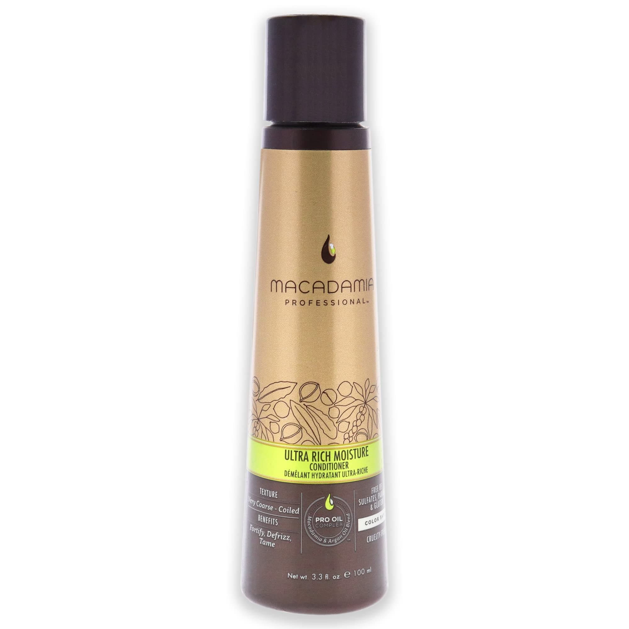 Macadamia Professional Hair Care Products Ultra Rich Moisture Conditioner - 3.3 oz. - Very Coarse to Coiled Hair Textures - Quenches & Strengthens - With Argan & Mongongo Oil - Sulfate, Gluten & Paraben Free, Color-Safe