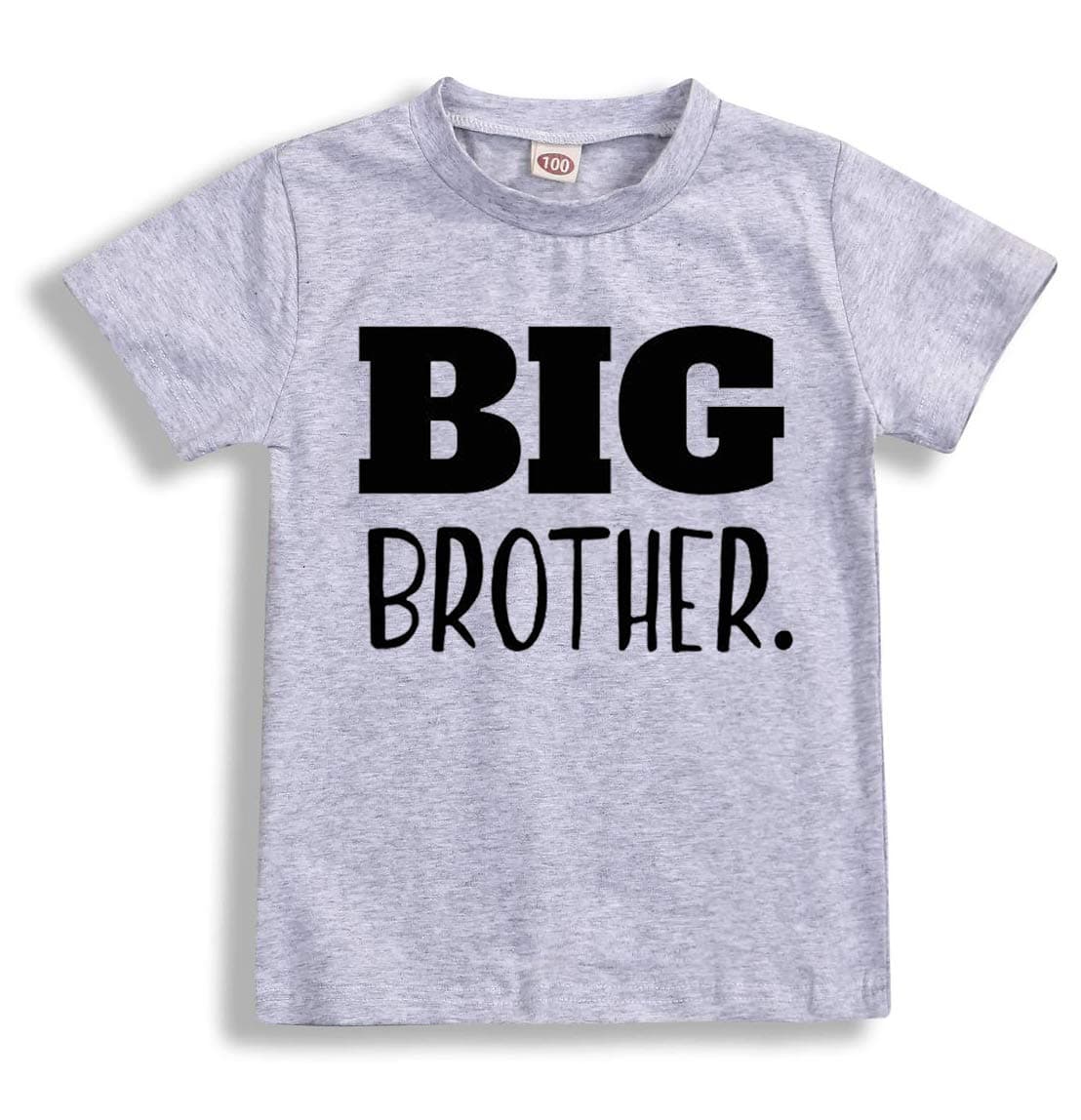 SWNONE Baby Boy Clothes Outfit Big Brother Letter Print T-Shirt Top Blouse Shirts (Light Gray, 2-3 Y)