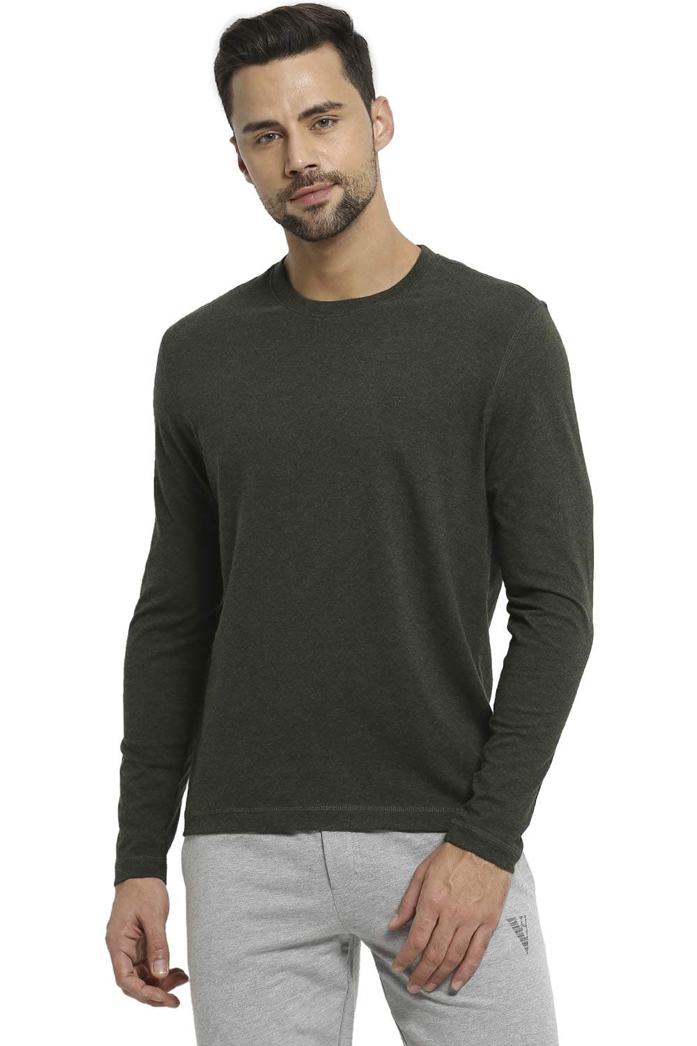 Van HeusenMen Athleisure Regular Fit T-Shirt - Cotton Rich - Crew Neck, Full Sleeve, Soft Handfeel