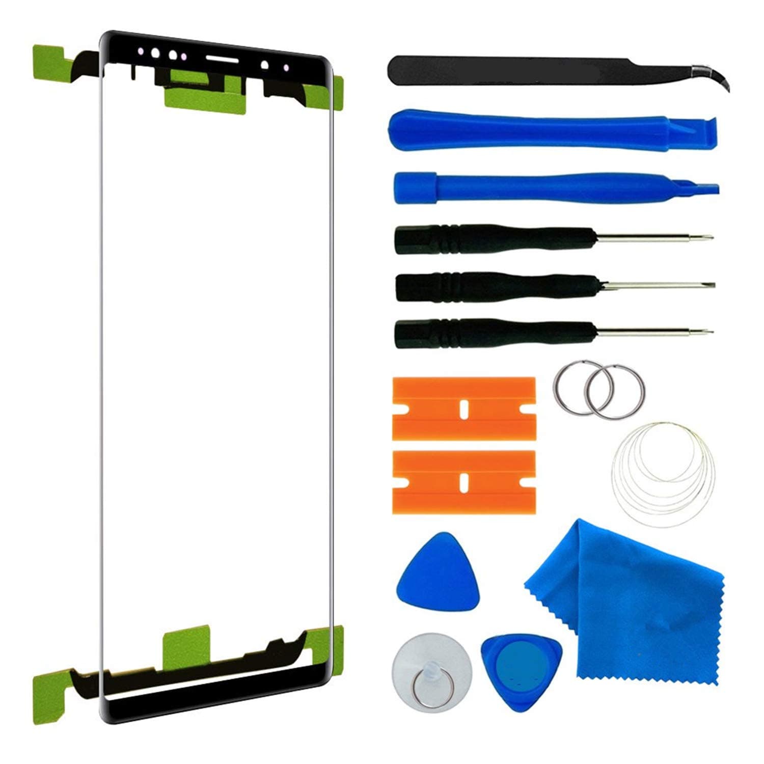 Original Front Outer Touch Screen Glass Lens Replacement for Samsung Galaxy Note 9 N960 6.4 inch with Adhesive and Tool kit(Black)