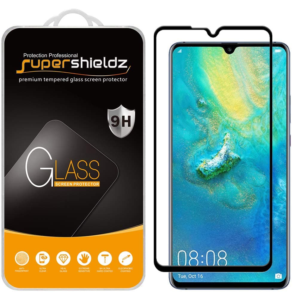 Supershieldz (2 Pack) Designed for Huawei (Mate 20 X) Tempered Glass Screen Protector, (Full Screen Coverage) Anti Scratch, Bubble Free (Black)