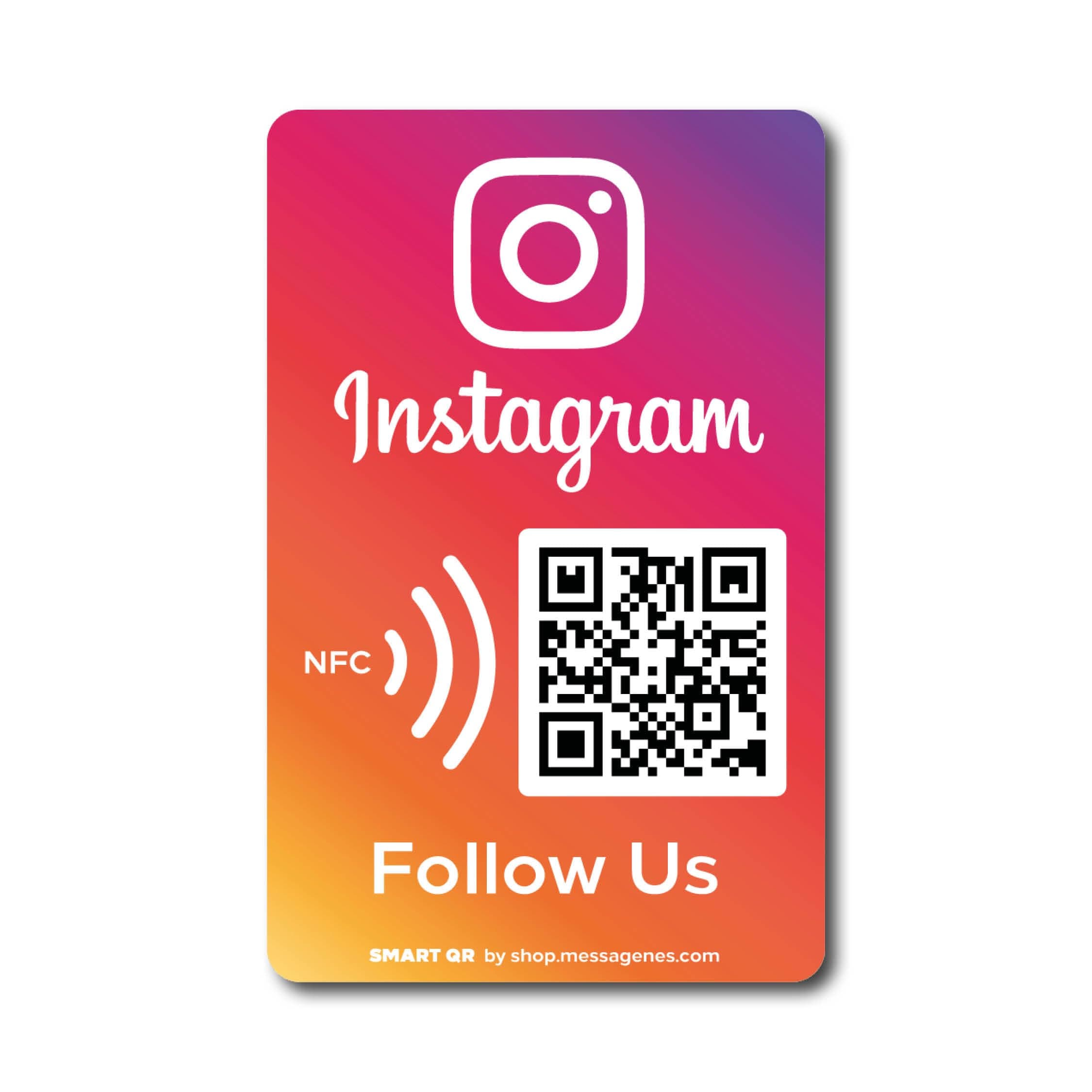 MESSAGENES | Follow Us on Instagram QR NFC Sticker | Social Media Stickers | Boost Followers | 1 Rectangular Unit | Dynamic and Reusable QR | Instagram Stickers for Business | Premium Materials