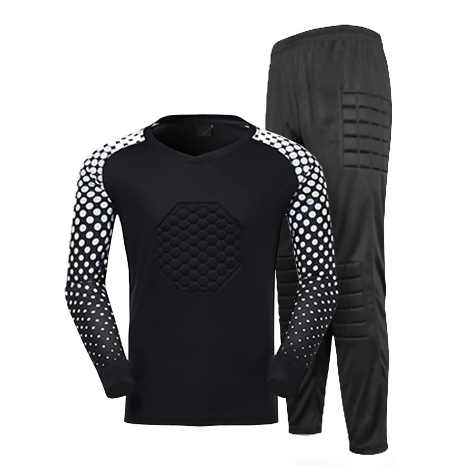 Kids Boys Goalkeeper Padded Jersey and Pants Outfit Soccer Goalie Football T-Shirt Training Uniform