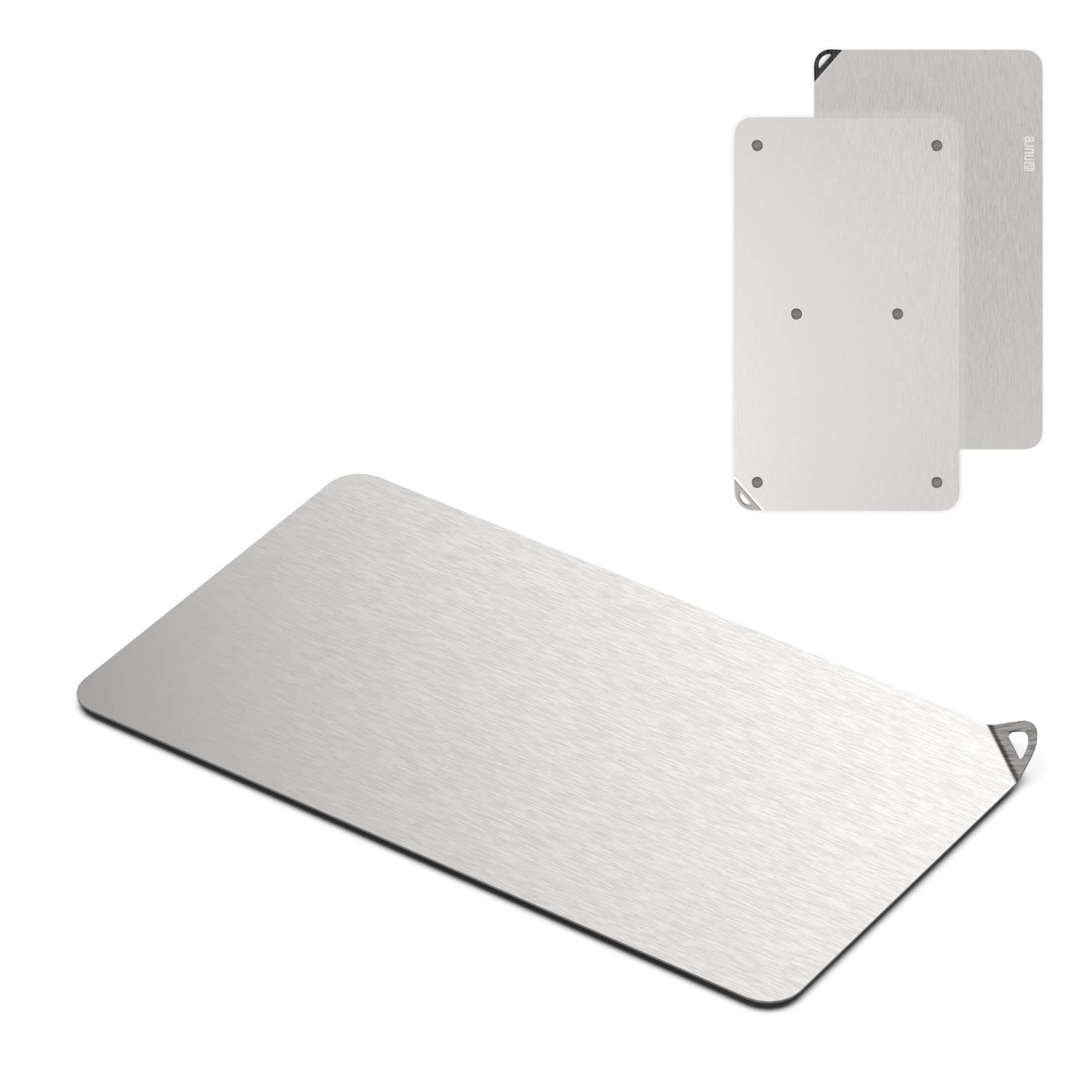 Nure Stainless Steel Chopping and Cutting Board for Kitchen with Anti-Skid Legs - 100% Food Grade, BPA Free, Eco-Friendly, and Anti-Microbial - Medium (31.5 x 20.5cm)