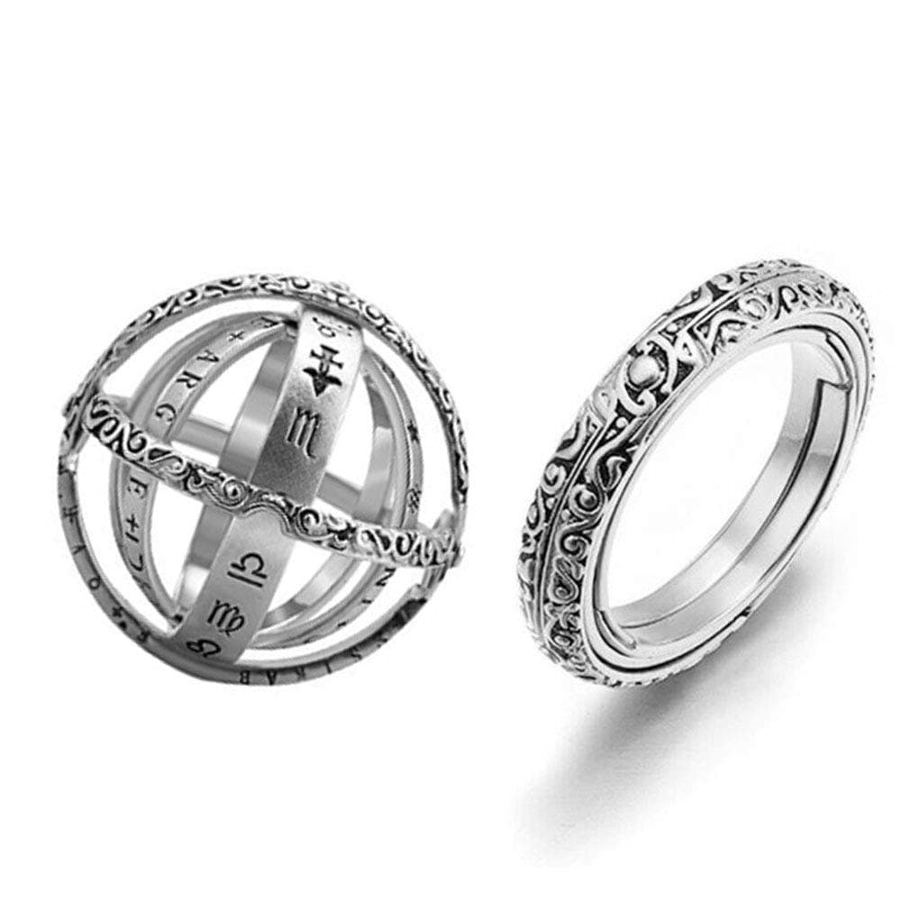 Eastlinran Astronomical Sphere Ball Ring Pendant Necklace Foldable Cosmic Finger Ring Magical Vintage Hip Hop Pendant Fashion Jewelry