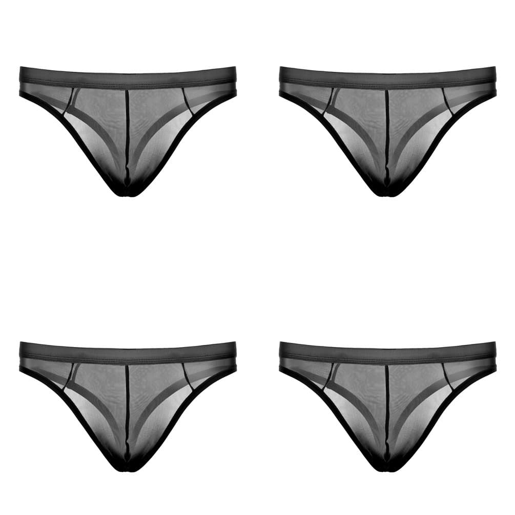 ADORNEVE Men 4 Pack Briefs Thong Sexy Sheer See-Through Underwear Brief