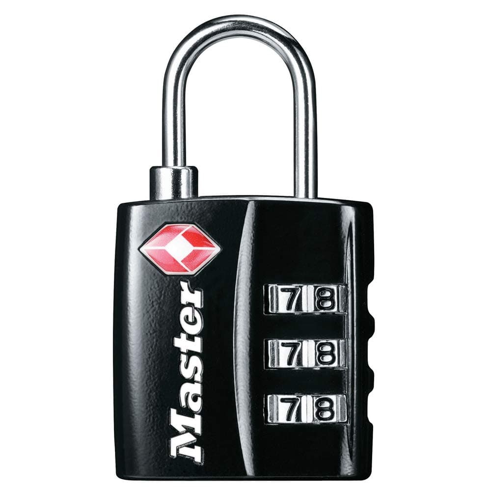 Black TSA-Approved Luggage Lock with Wide Lock Body and Thin, Durable Steel Shackle, Zipper Lock for Backpacks, Luggage, 4680DBLK