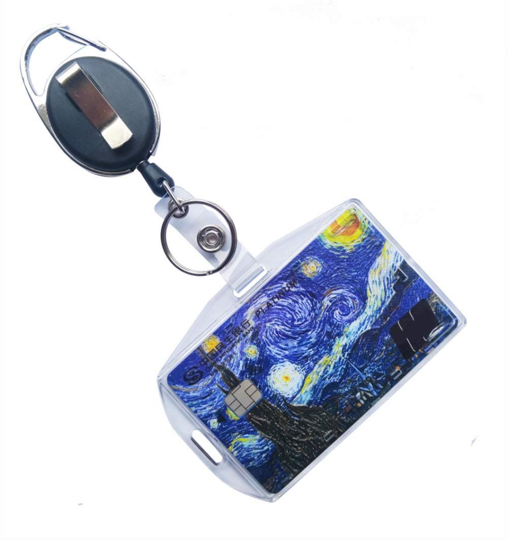 Retractable Badge Holders Carabiner Badge Reel Keychains ID Badges (1PACK)