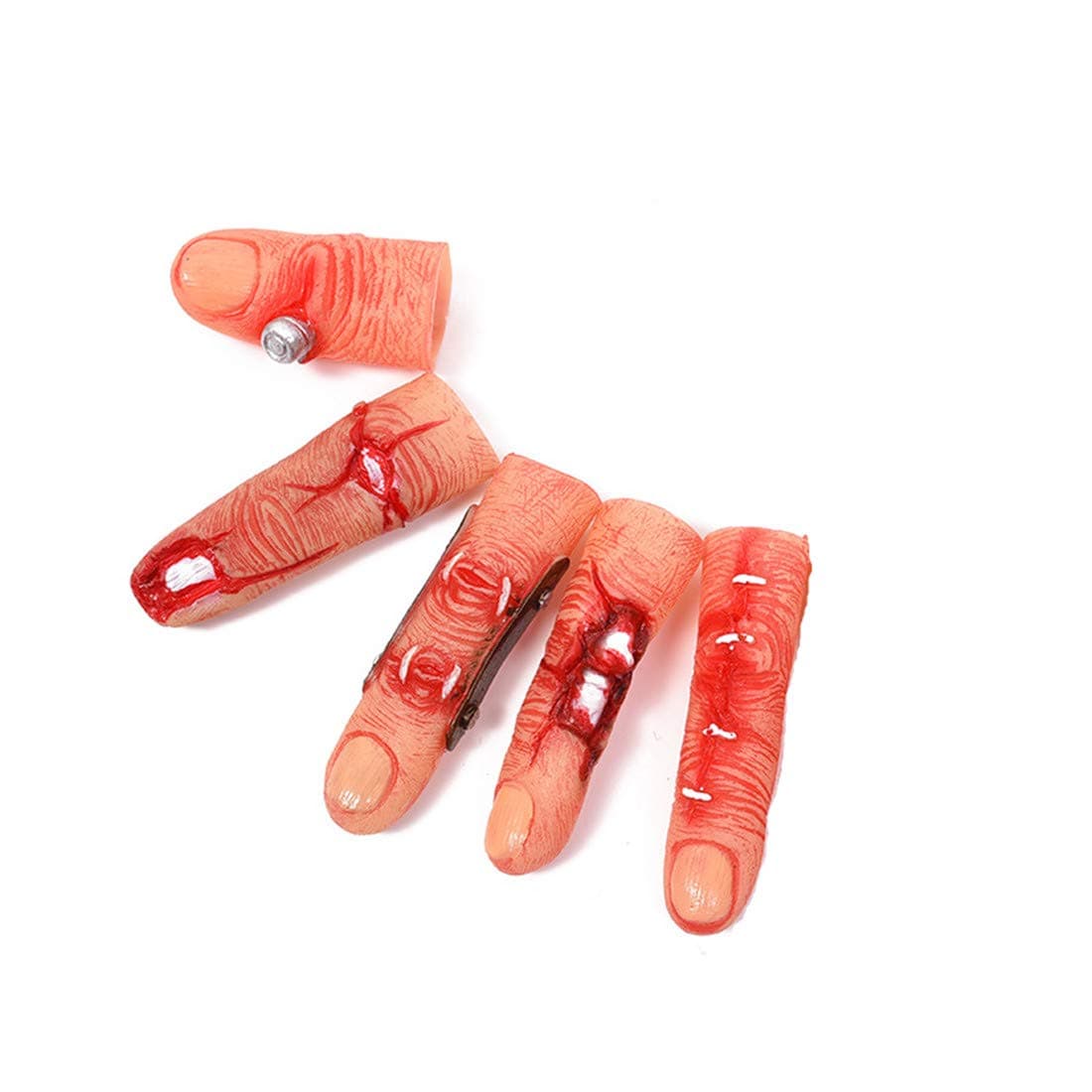 Fake Finger Cover Realistic Severed Body Parts Fingers Novelty Gag Props for Halloween, Haunted House, Theater, Parties Tricks 5PCS