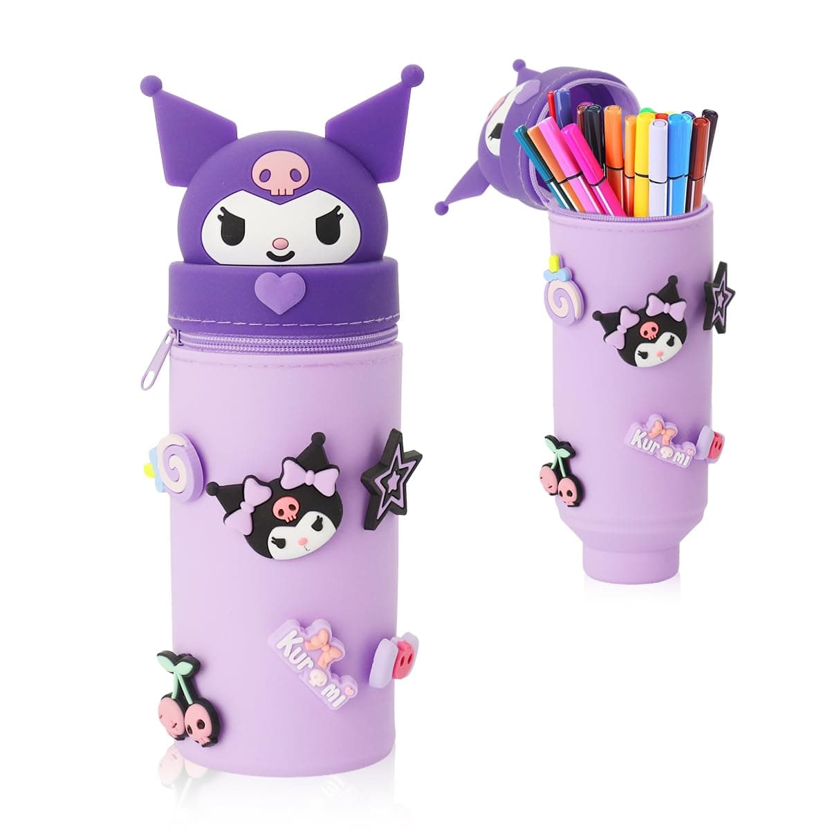 PATPAT® Kawaii Pencil Pouch Pen Holder for Girls, Purple-Kuromi, KUROMI