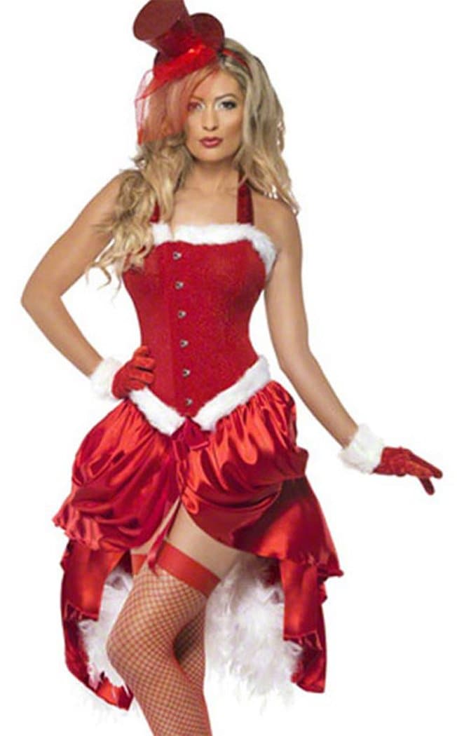 LESRANCE Black Friday Christmas Xmas Red Slim Customes Stage Performance One Size