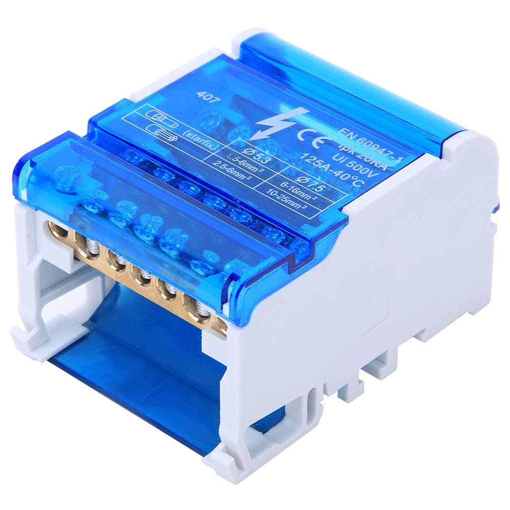 Eujgoov 407 Terminal Distribution Box Din Rail 4-Level Single Phase Junction Case Din Rail Terminal Block Distribution Box