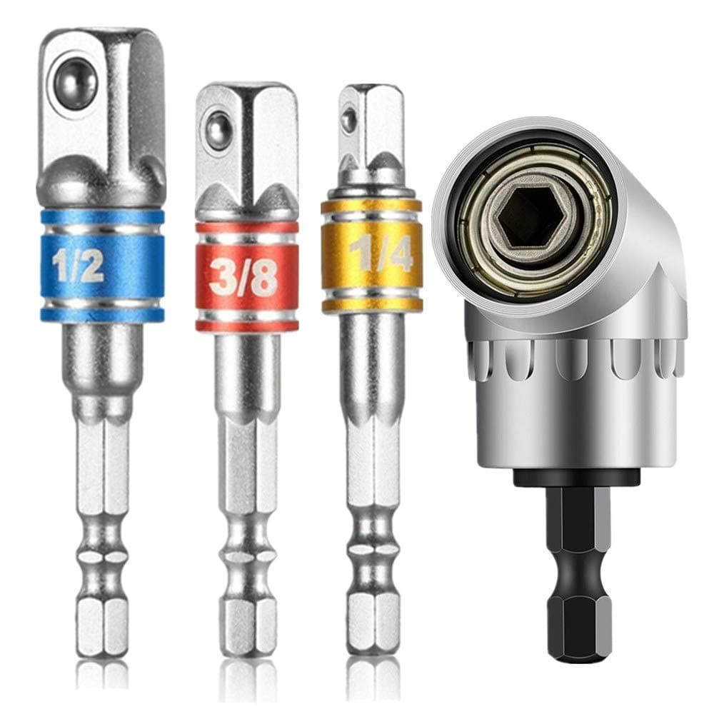 Impact Grade Power Hand Tools Driver Sockets Adapter Extension Set,3pc 1/4" 3/8" 1/2"Cr-V Hex Shank Drill Nut Driver Bit Set,for Cordless Drills Ratchet Extension,Universal Socket Wrench Adapter Set