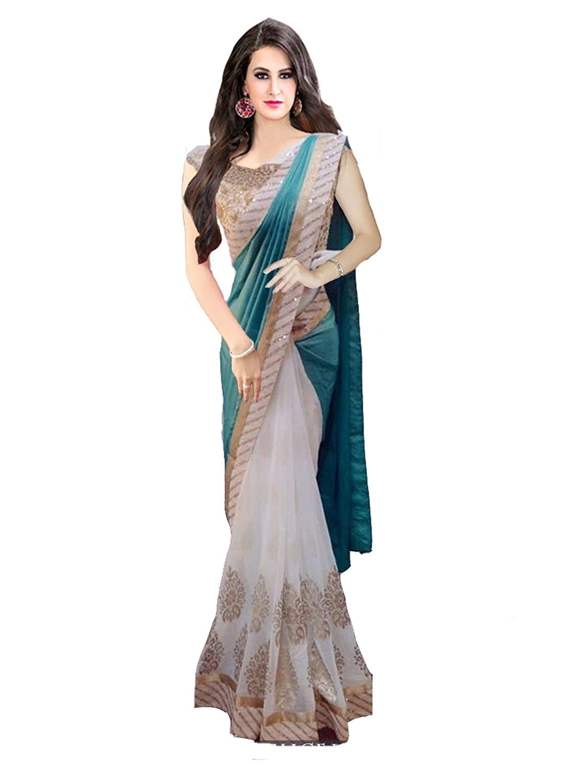Celeb Styless Women's Latest Ethnic Wear Paper Silk and Georgette Party Wear Saree With Blouse