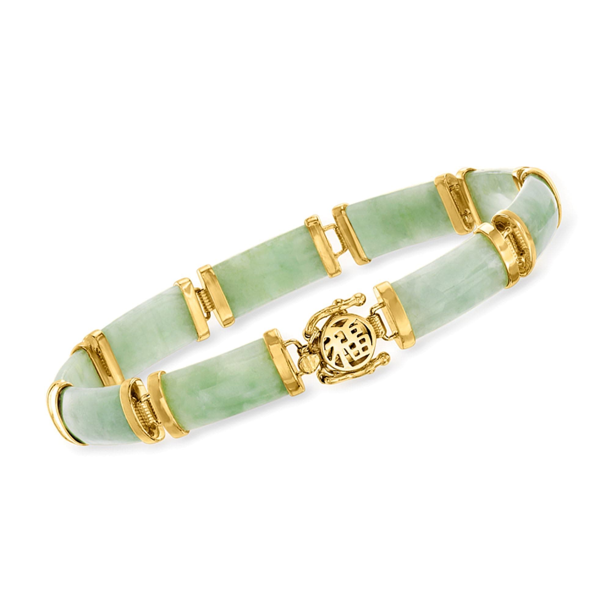 Jade Good Fortune Bracelet in 18kt Gold Over Sterling, Elegant Bracelet for Women, Silver Jewelry, Christmas, Birthday Gift