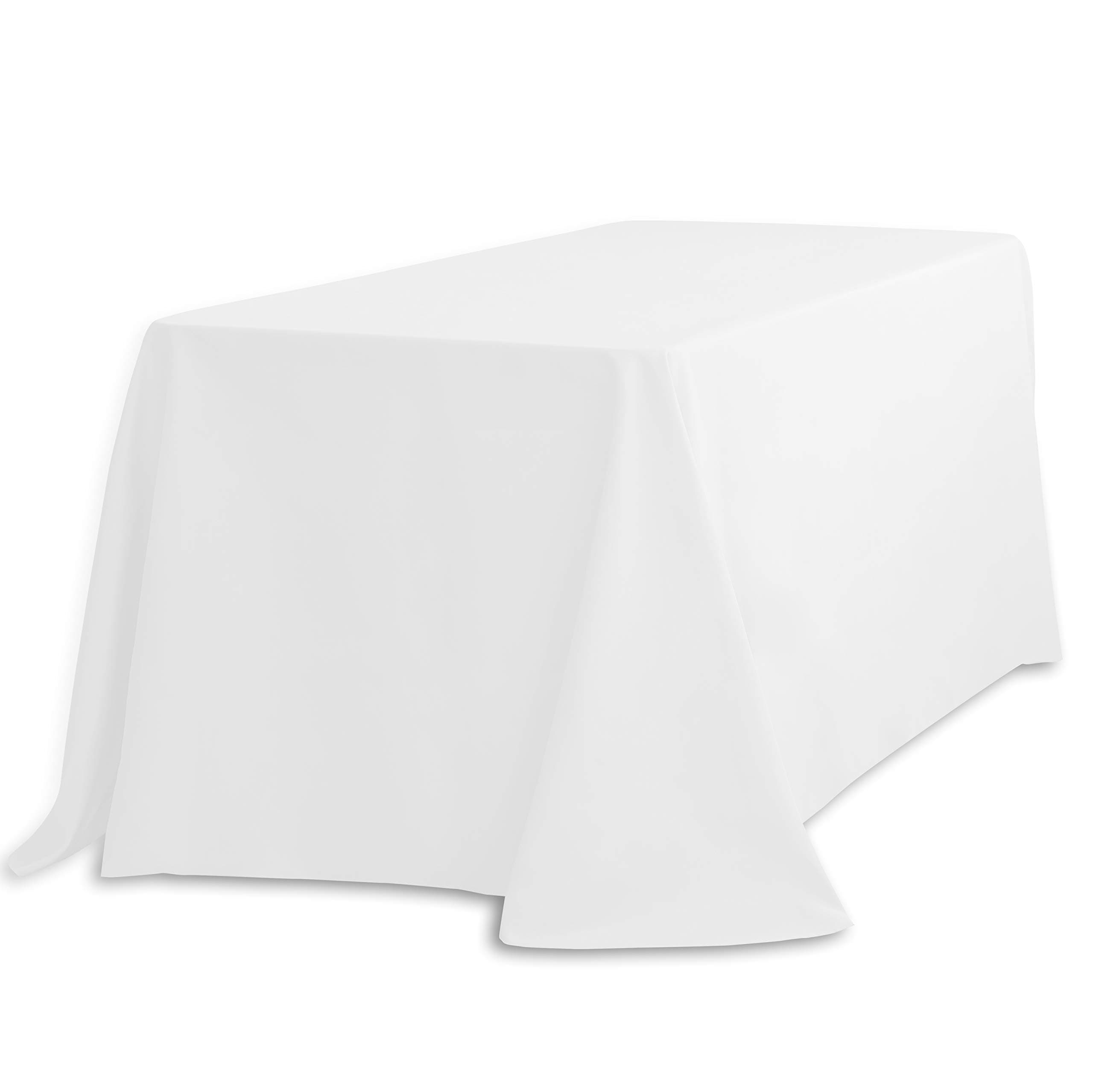 LinenTablecloth 90 x 132-Inch Rectangular Polyester Tablecloth with Rounded Corners, White