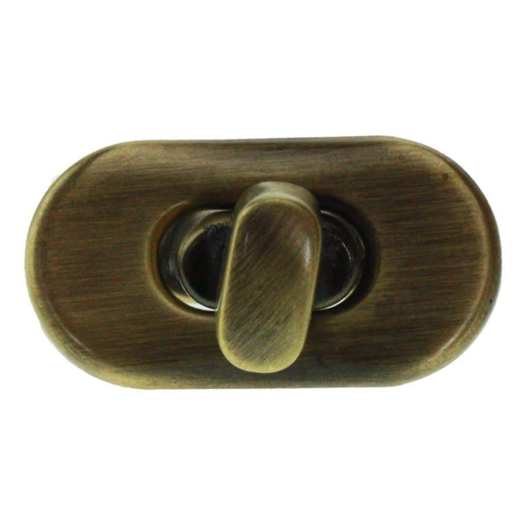 Valenz Hardware Premium Quality Purse Twist Turn Lock 1 3/8" x 6/8" (Brushed Antique Brass)
