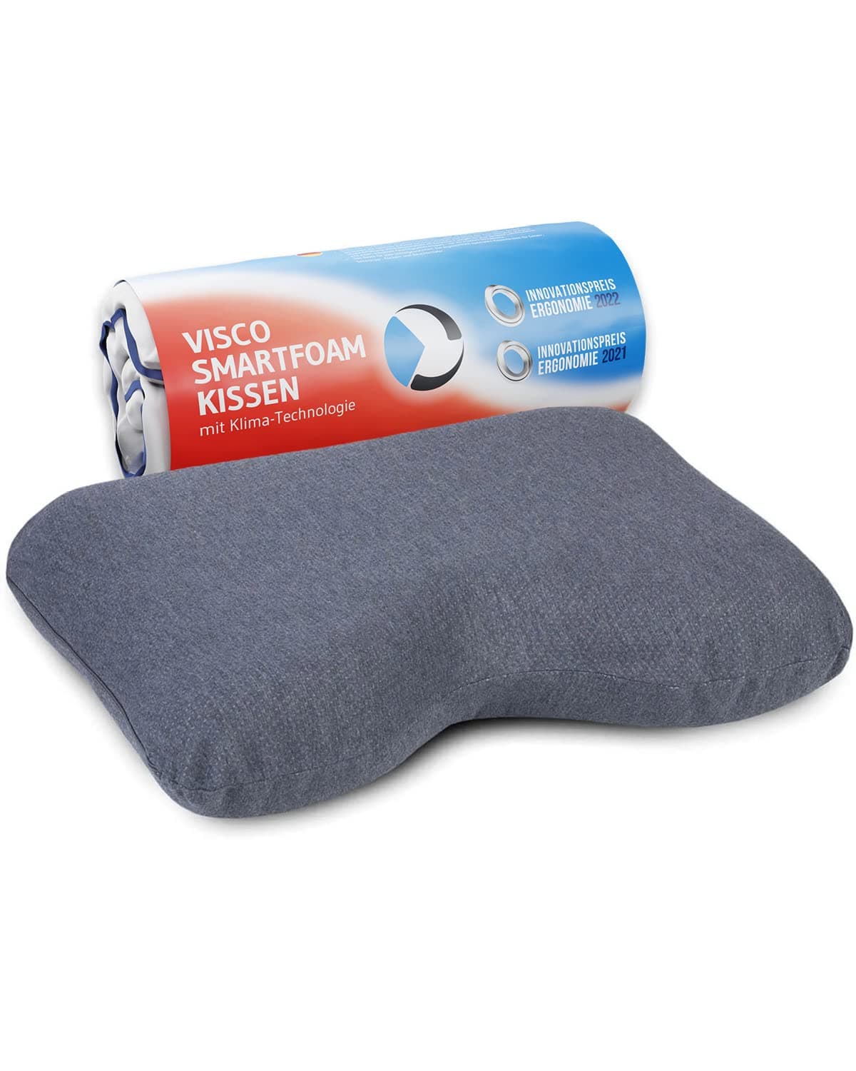 Gianfar QuickDry Side Sleeper Pillow Certified Neck Support Pillow Orthopaedic Visco Pillow with Quick-Drying Climate Cover Side Sleeper Pillow / Cervical Neck Pillow 55 x 40 x 12/10 cm