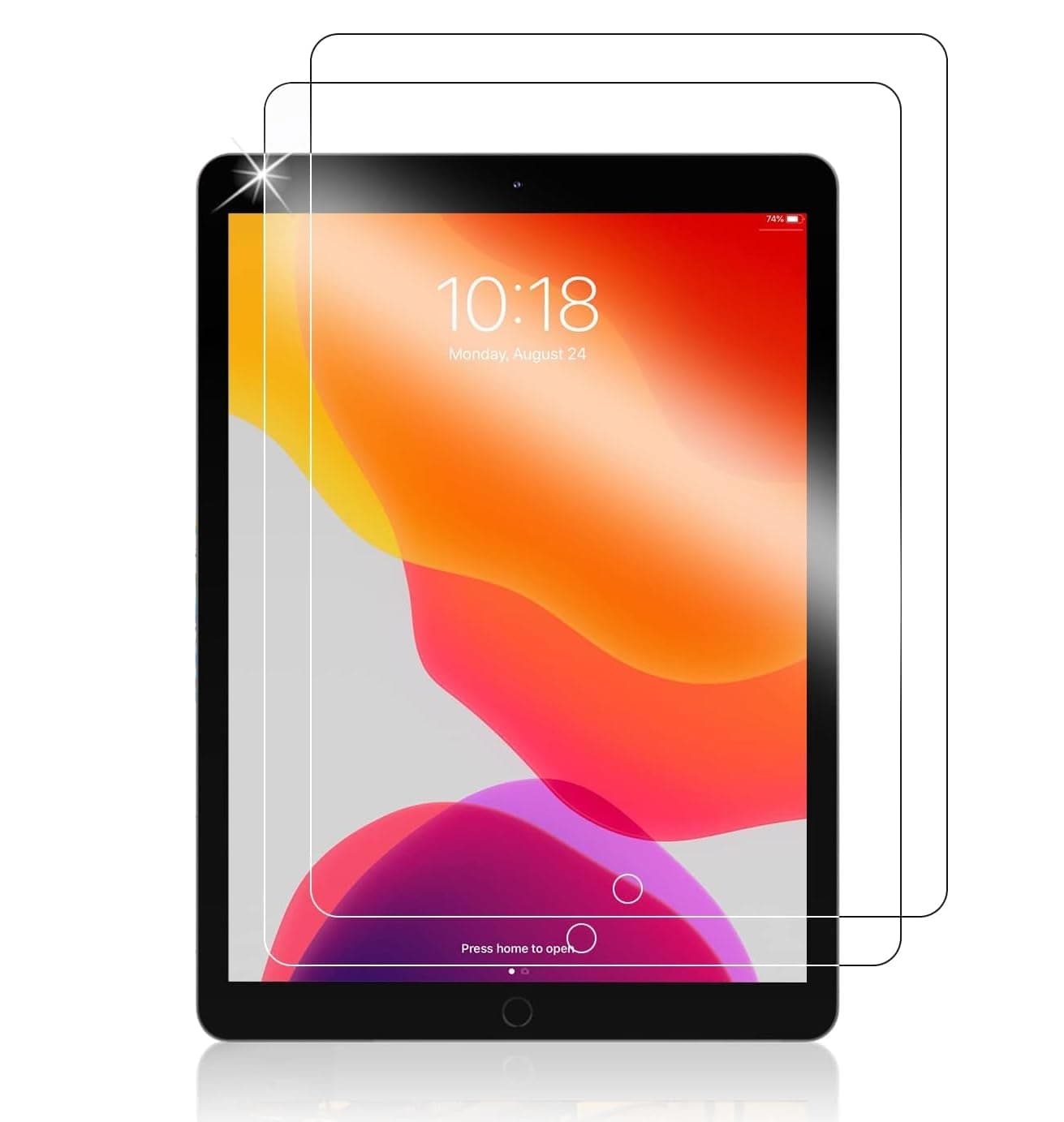 [2pack Screen Protector for iPad 9th/8th/7th Generation (10.2-inch, 2019/2020 / 2021 Model), Tempered Glass Anti-Scratch Bubble-Free, Support Apple Pencil