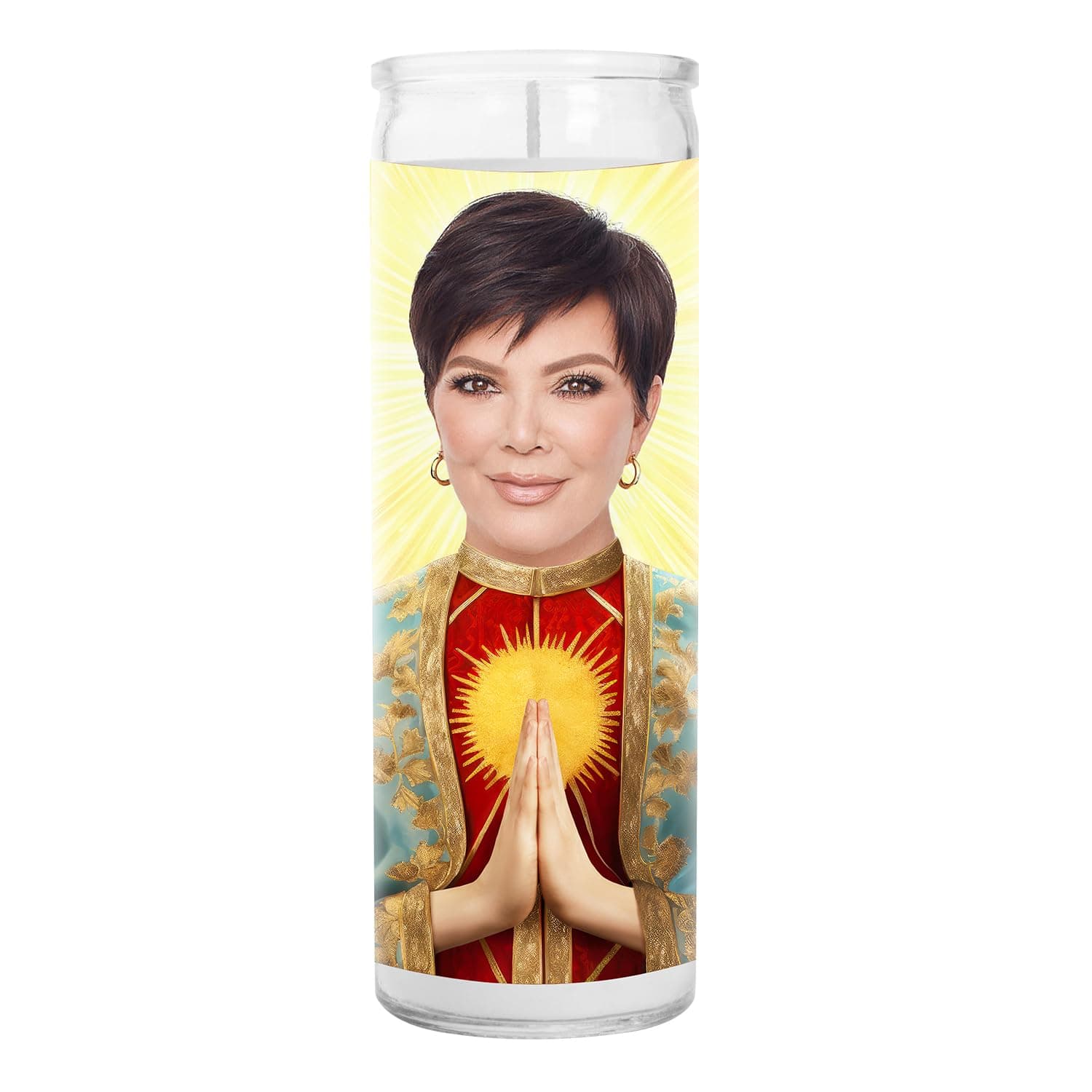 Kris Celebrity Glass Jar Candle – Unscented Handmade Soy Wax Votive Candle – Unique Gift for Reality TV Lovers – Home Decor Collectible for Living Room & Office – 8 Inch