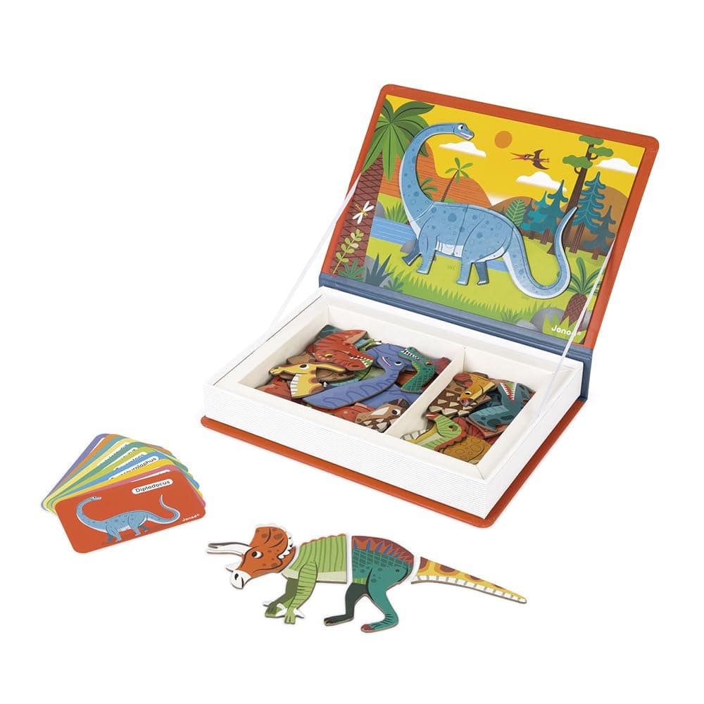 Magneti'Book Dinosaur - 50 Piece Magnetic Educational Game - Development of fine Motor Skills and Imagination - FSC Certified - from 3 Years, J02590