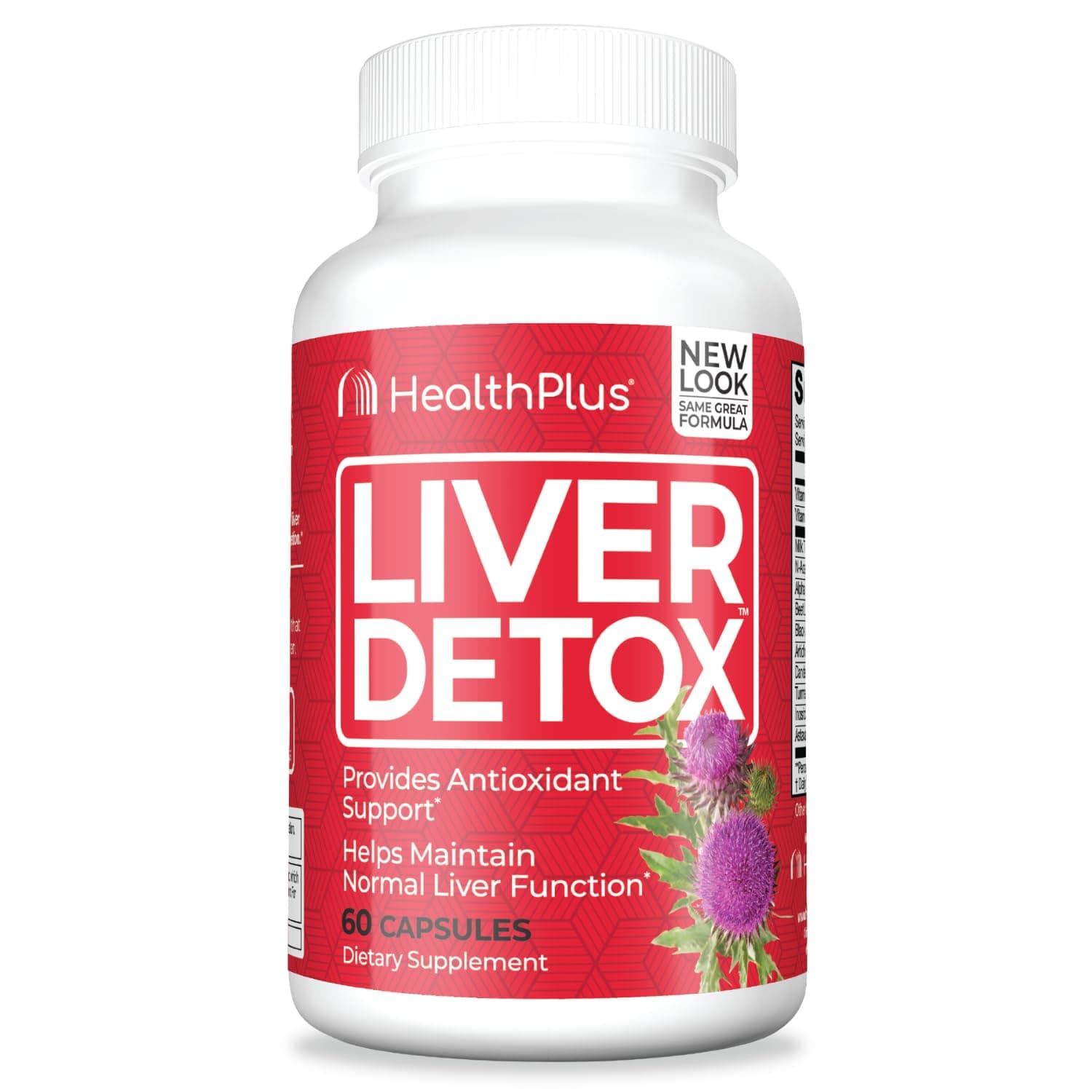 Health Plus, Liver Detox, Natural Herbal Liver Support & Detox Supplement with Milk Thistle, Dandelion and Turmeric Root, 60 capsules